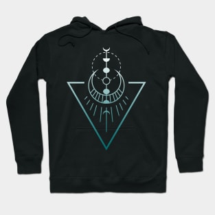 geometric triangle with moon phases Hoodie